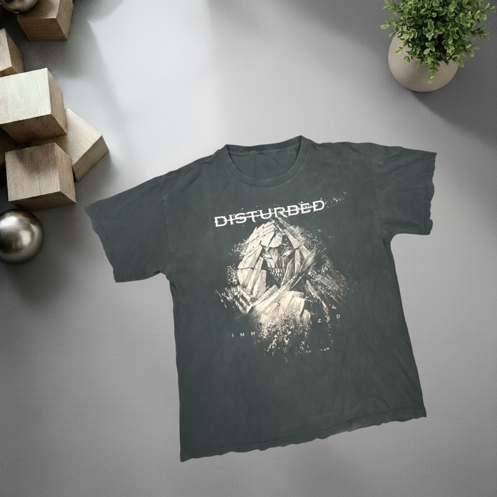 Disturbed Immortalized 2016 World Tour T-Shirt Faded Black Boxy Fit Metal‎ Tee